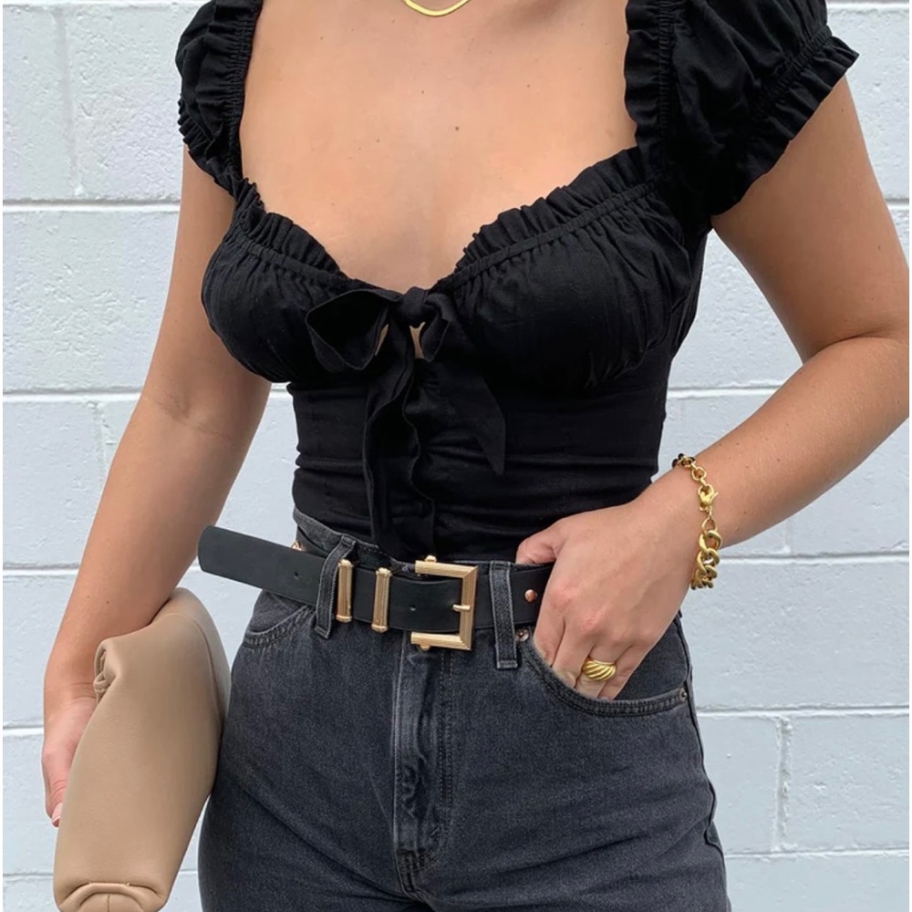 Princess Polly- ELOUISE CROP TOP BLACK